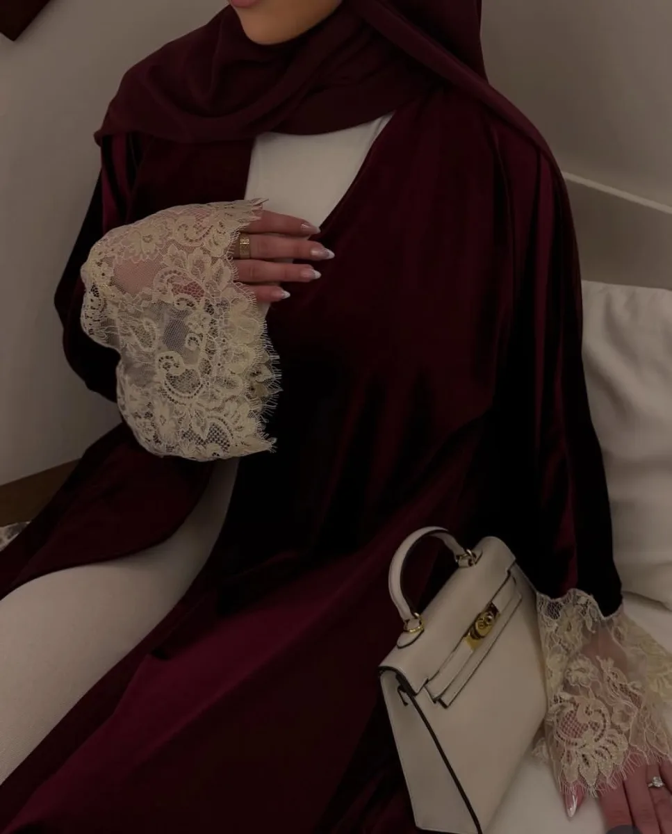 Yaqut Burgundy Abaya — Noor Al Haya Abaya